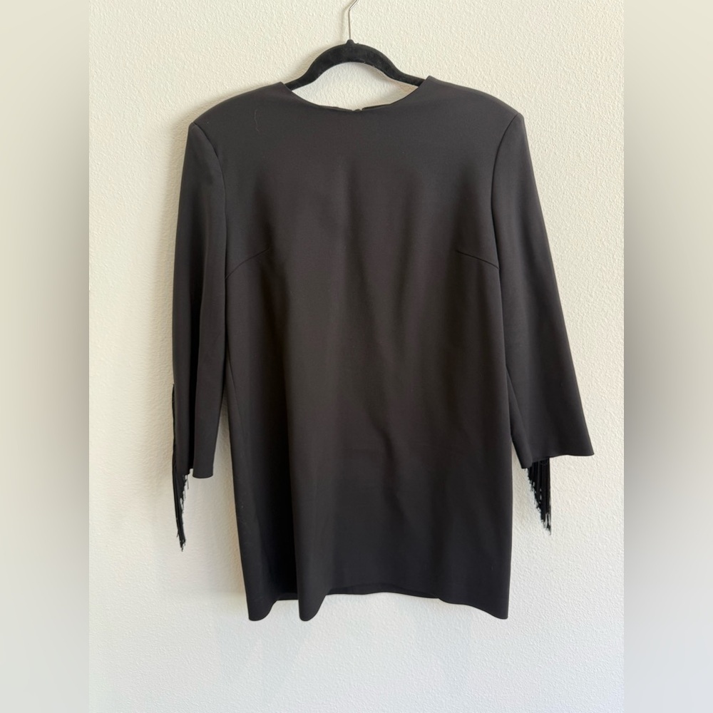 Zara Black Fringe Mini Dress – Size M